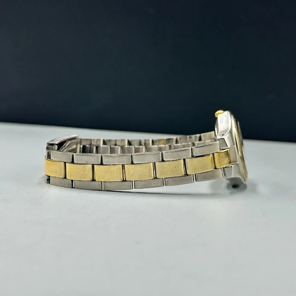 3/$30 Mitre Watch Women Silver Gold Two Tone Date Window New Battery 7.5 Inch